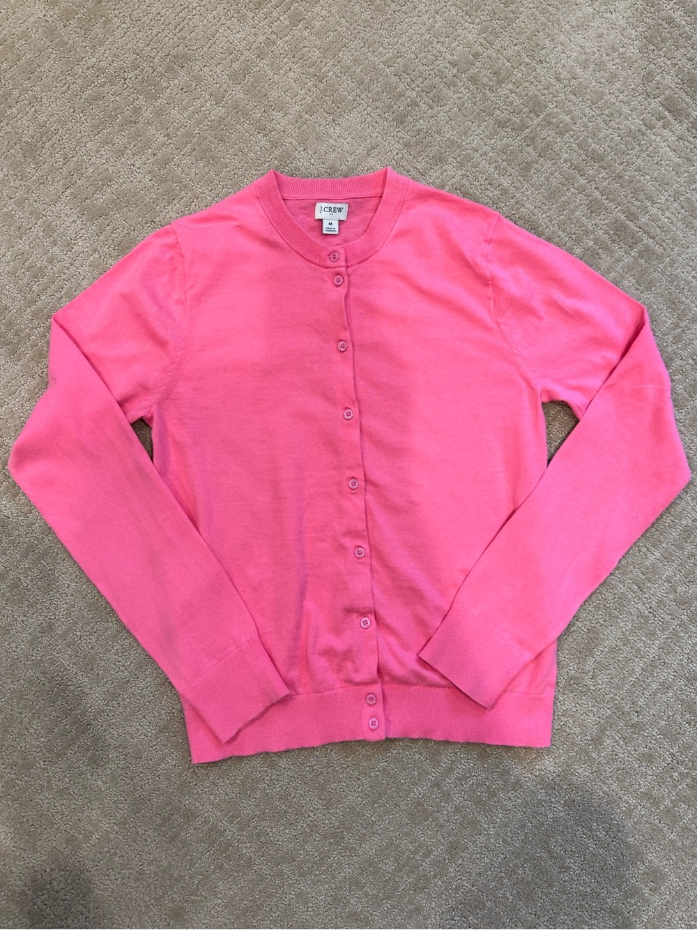 J. Crew Factory Pink Crewneck Button-Up Cardigan